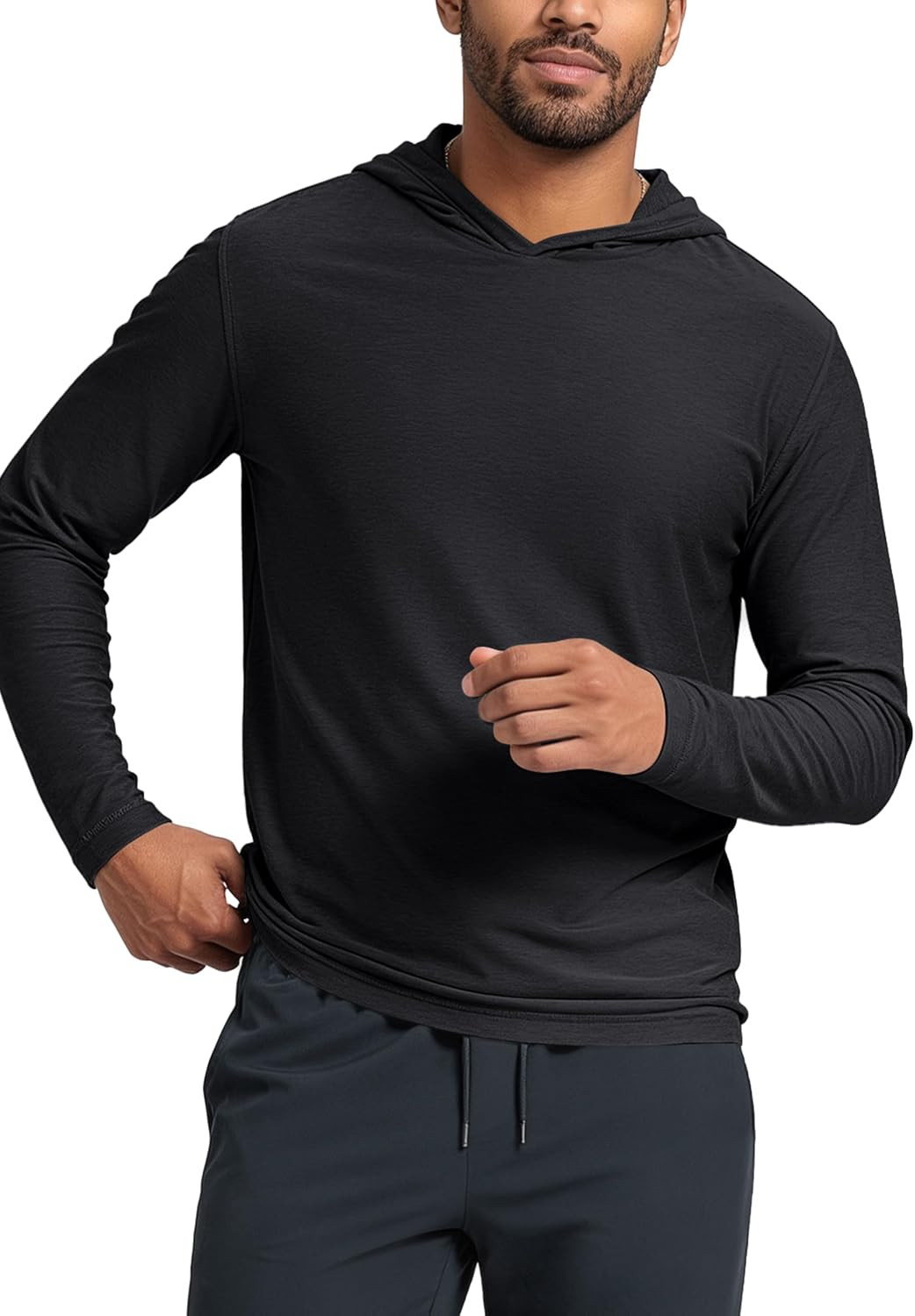 ODODOS Men's Long Sleeve Hoodie - odSTRATUM Tech Performance Pullover - Ultra Soft Moisture Wicking UPF 50+ Top | Amazon (US)