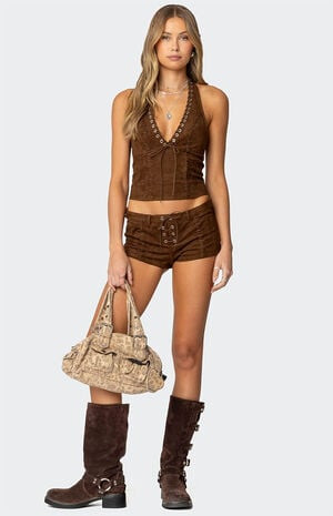 Edikted Sloane Faux Suede Micro Shorts | PacSun