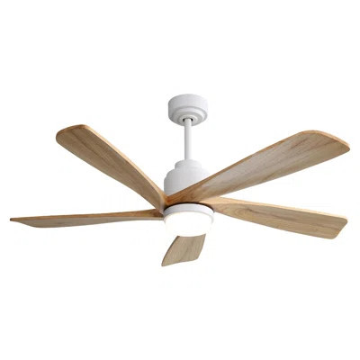 52 Inch Ceiling Fan With Dimmable LED Light 5 Solid Wood Blades Smart Remote Control Reversible DC Motor Ceiling Fan | Wayfair North America