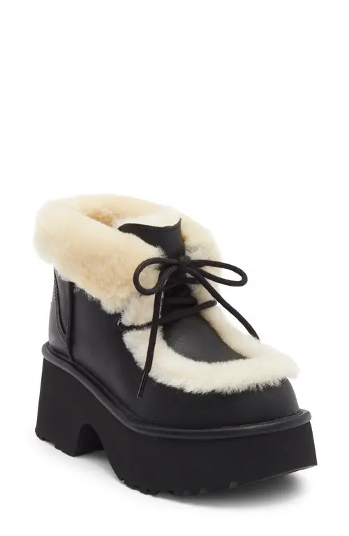UGG(r) Esmee Genuine Shearling Detail Lace-Up Boot in Black at Nordstrom, Size 8 | Nordstrom