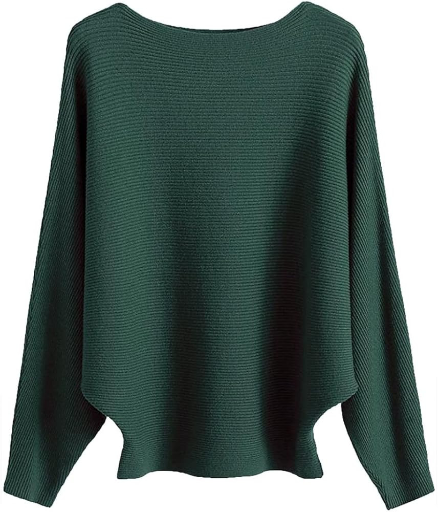 MAKARTHY Women's Batwing Sleeves Knitted Dolman Sweaters Pullovers Tops | Amazon (US)