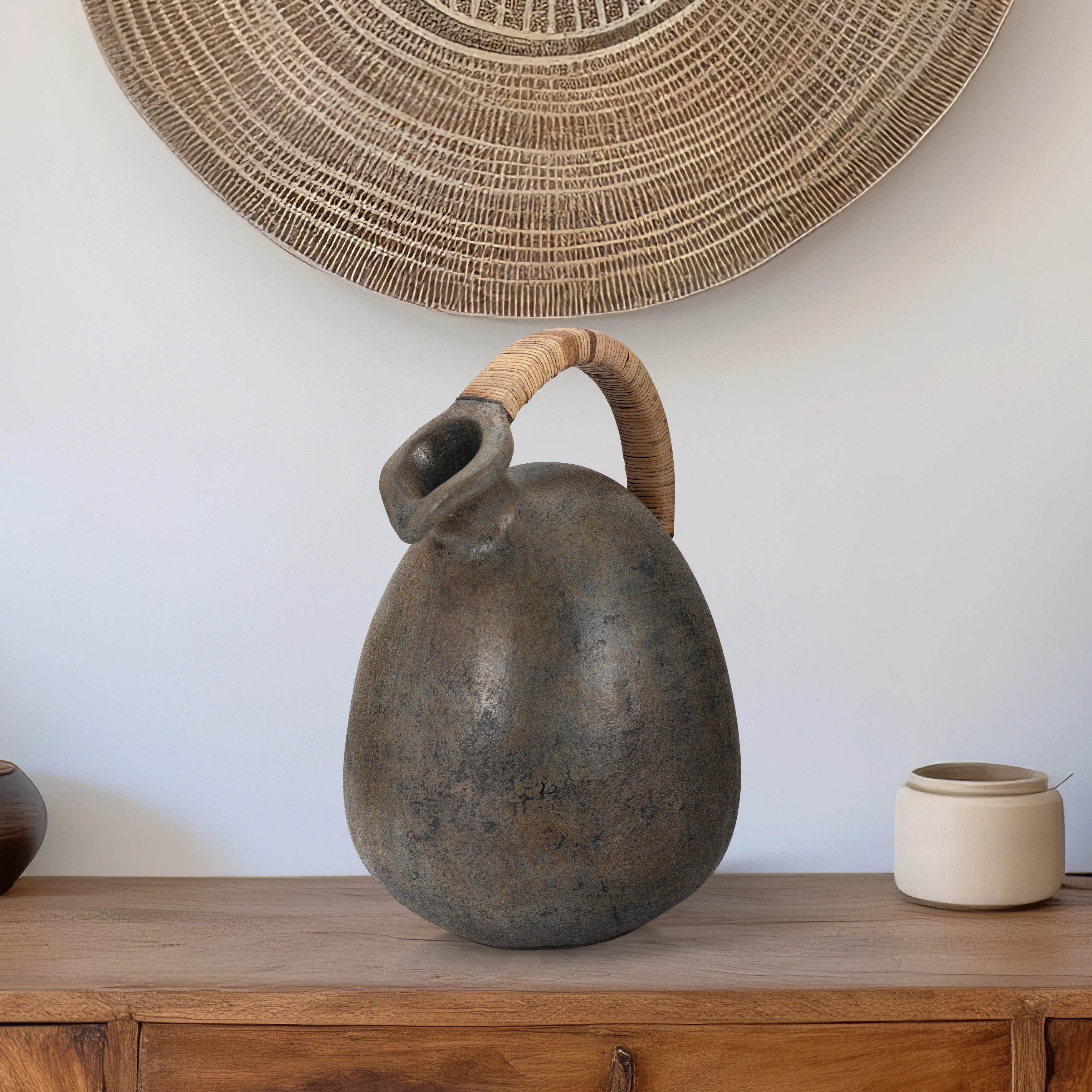 Red Barrel Studio® Terracotta Rustic Jug With Woven Handle, Multi, Round, Two Tone | Wayfair | Wayfair North America