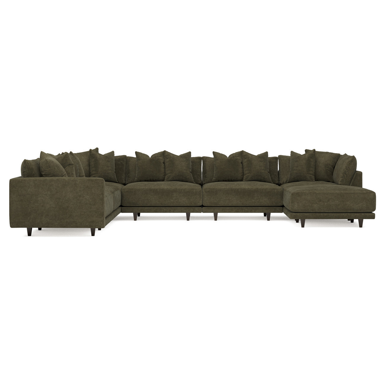 Toulouse Tuscan Olive Modular 7-Piece Corner Sectional With Ottoman - Right End - 166 | Kathy Kuo Home