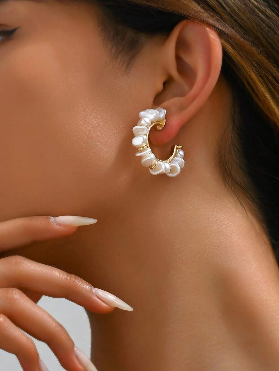 2pcs Bohemian Style DIY Handmade Woven Baroque Pearl Pieces Wrapped Jewelry Australian White C De... | SHEIN