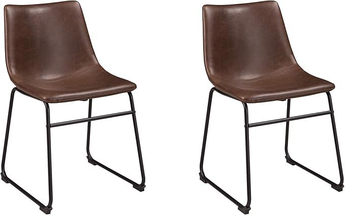 Signature Design by Ashley Mid Century Centiar Dining Bucket Chair, 2 Count, Black and Brown | Amazon (US)