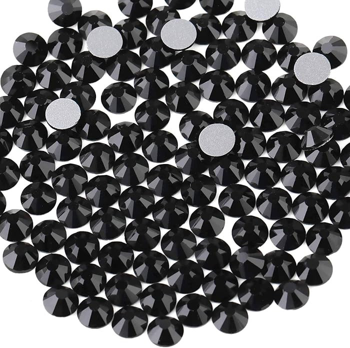 beadsland Flat Back Crystal Rhinestones Round Gems, Black (1.9-2.0mm) SS6/1440pcs | Amazon (US)