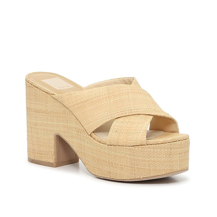 Dolce Vita Eliana Platform Sandal | Women's | Beige Raffia | Size 9.5 | Sandals | DSW