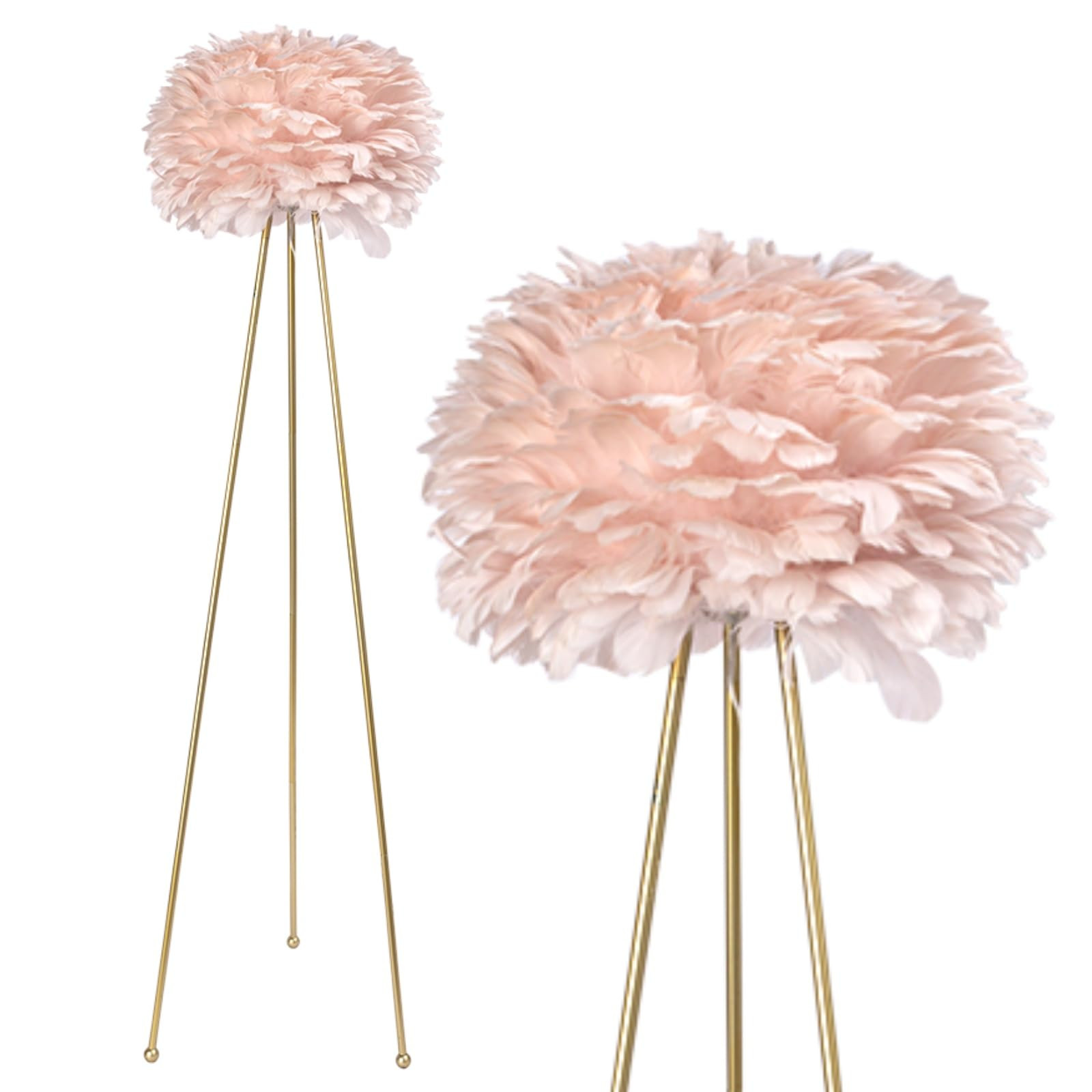 Maxax Feather Floor Lamp, Tripod Floor Lamp with Pink Feather Shade, Standing Light for Bedrooms/... | Amazon (US)