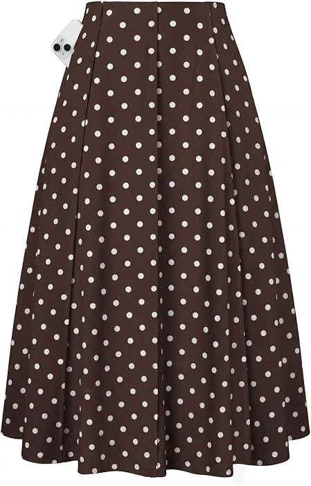 Kate Kasin Women's Midi A Line High Waisted Flowy Skirts with Pockets | Amazon (US)