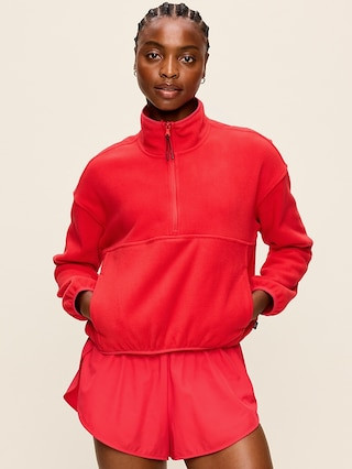 Oversized Half-Zip Cropped Fleece Sweatshirt | Old Navy (US)