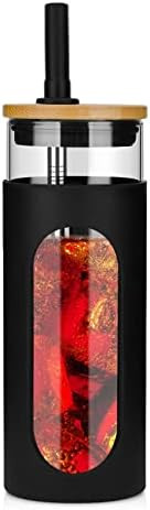 Tronco 22oz Glass Tumbler with Bamboo Lid and Straw, Glass Cup For Boba,Iced Coffee,Smoothie, Spi... | Amazon (US)