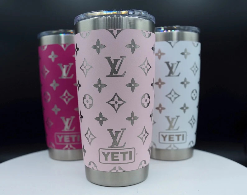 Louis Vuitton print custom 20oz Yeti tumbler with magslide lid, dishwasher safe, double insulated... | Etsy (US)