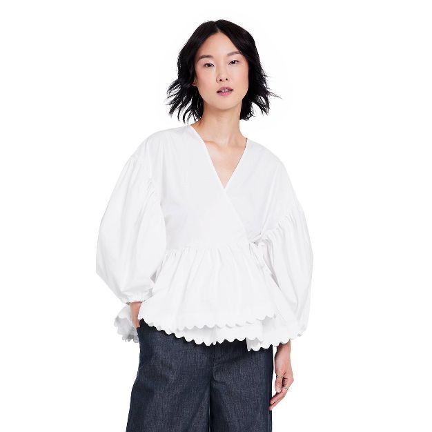 Women's Scallop Edge Wrap Top - Kika Vargas x Target White | Target