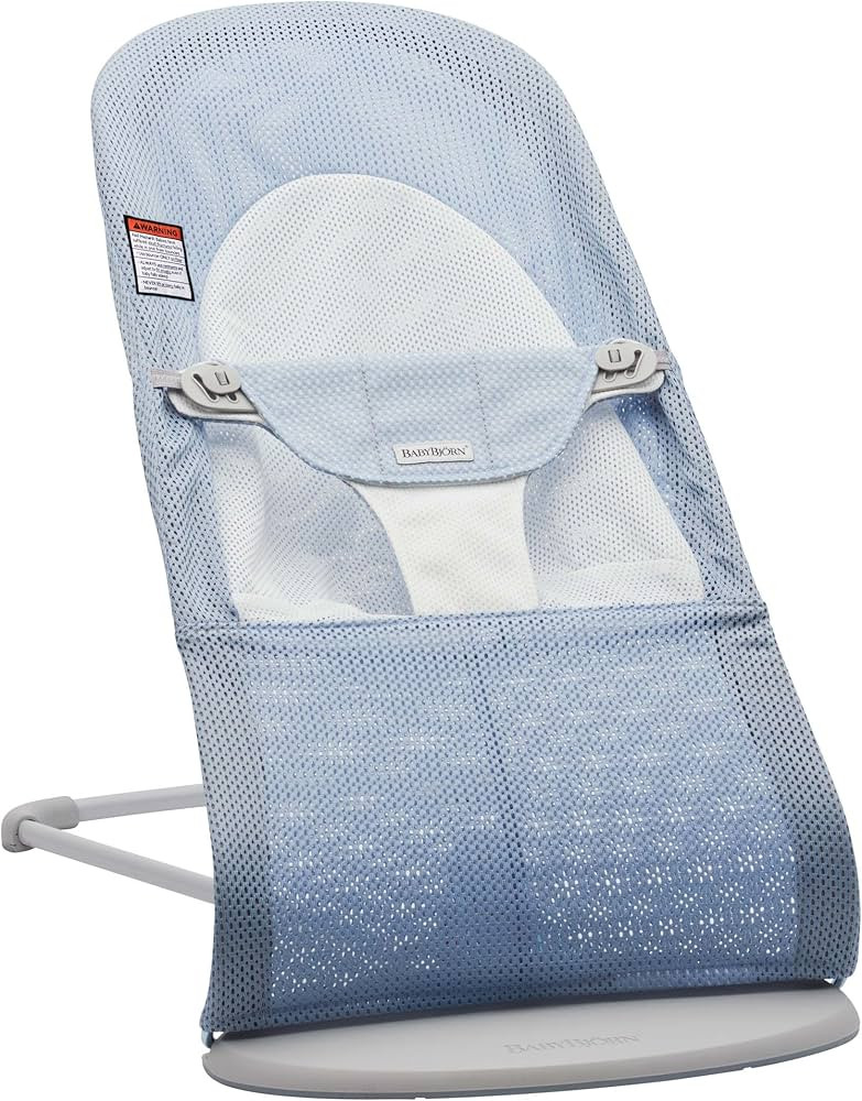 BabyBjörn Bouncer Balance Soft, Light Grey Frame, Mesh, Sky Blue/White, 2-in-1 Adjustable Baby B... | Amazon (US)