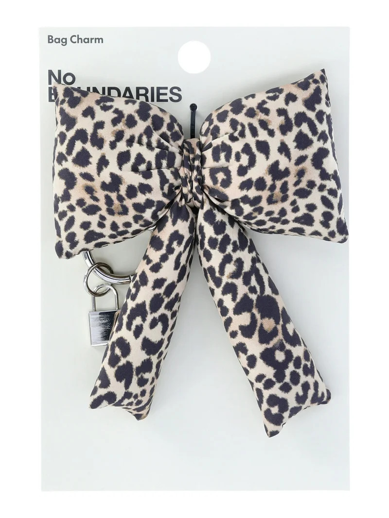 No Boundaries Women's Bag Charm, Leopard Puffer Bow - Walmart.com | Walmart (US)