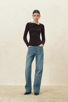 Ruby Twisted Asymmetric Top in Cotton Blend Knit | Fabrique