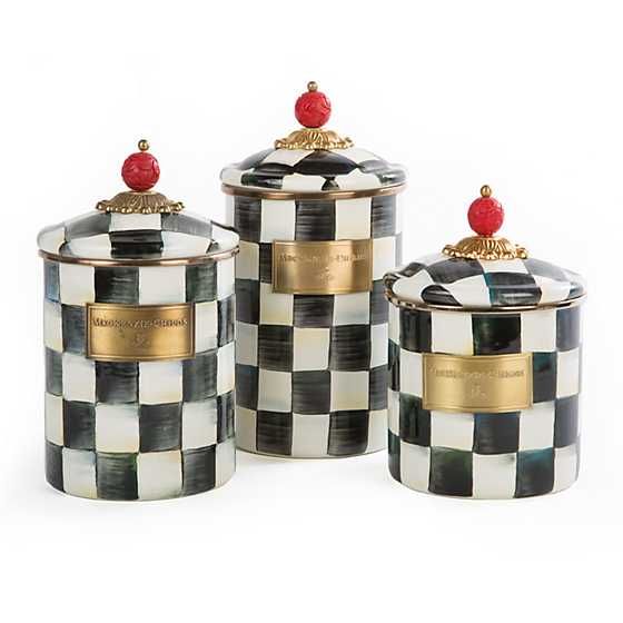 Courtly Check Enamel Canisters - Set of 3 | MacKenzie-Childs
