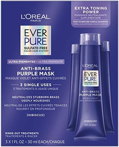 L'Oreal Paris EverPure Sulfate Free, Ultra Pigmented Anti Brass Purple Mask Rinse Out Treatment, ... | Amazon (US)