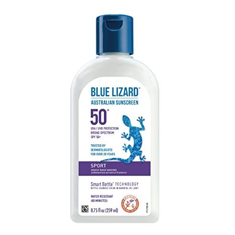 BLUE LIZARD Sport Mineral-Based Sunscreen Lotion - SPF 50+, Cream, Unscented, 8.75 Fl Oz | Amazon (US)