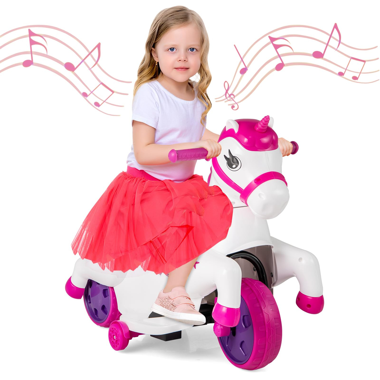 OLAKIDS 2 in 1 Ride on Motorcycle and Horse, Unicorn 6V Battery Powered Ride on Toy with Up & Dow... | Amazon (US)