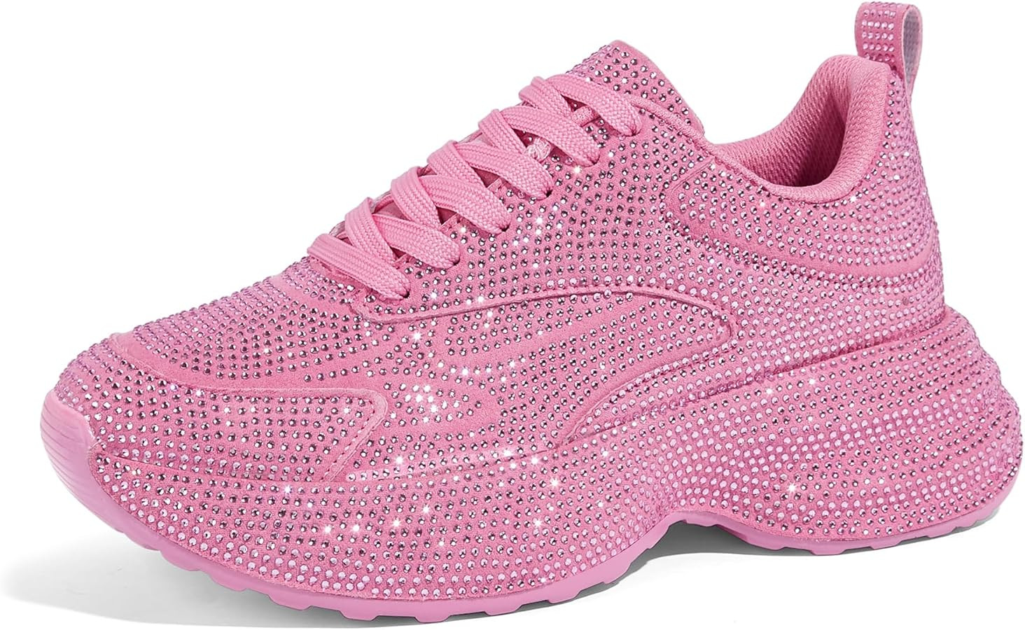 LUCKY STEP Rhinestone Chunky Sneakers for Women Fashion Platform Sparkly Dad Casual Shoes Lightwe... | Amazon (US)