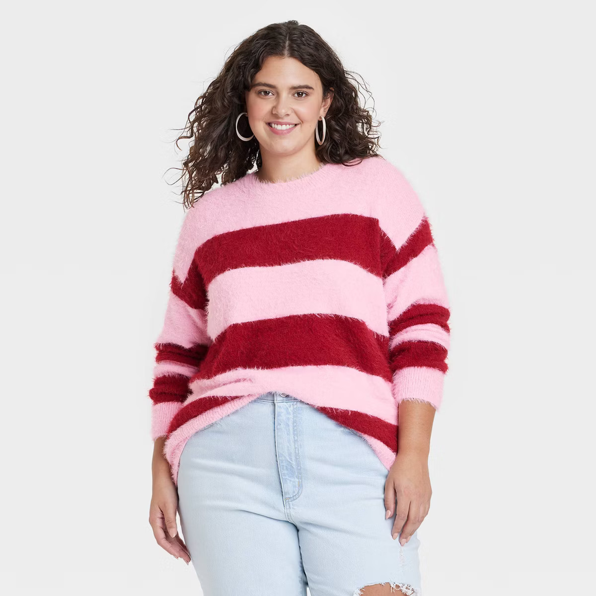 Women's Fuzzy Tunic Pullover Sweater - Universal Thread™ Striped | Target