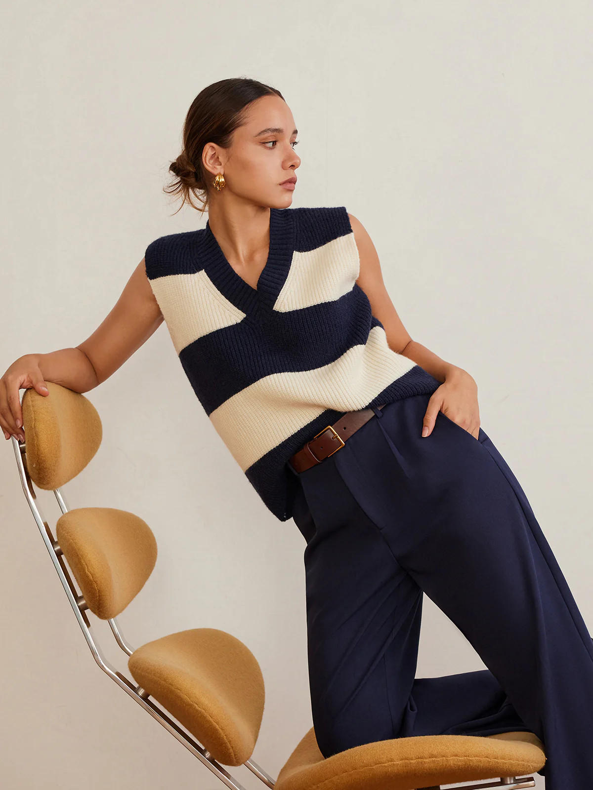 V-Neck Striped Sweater Vest | Commense