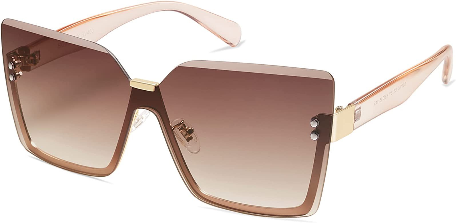 SOJOS Retro Rimless Oversized Sunglasses Womens 50s 60s Trendy Luxury Shades SJ1160 | Amazon (US)
