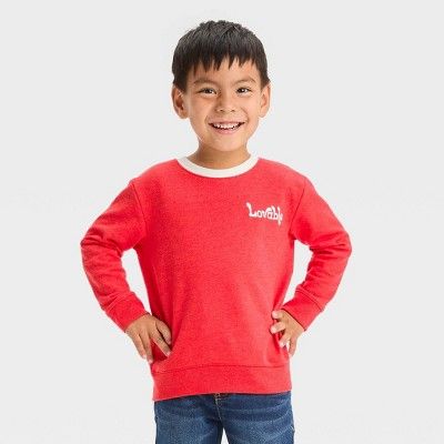 Toddler Boys' Valentine's Day French Terry Crewneck Pullover Sweatshirt - Cat & Jack™ | Target