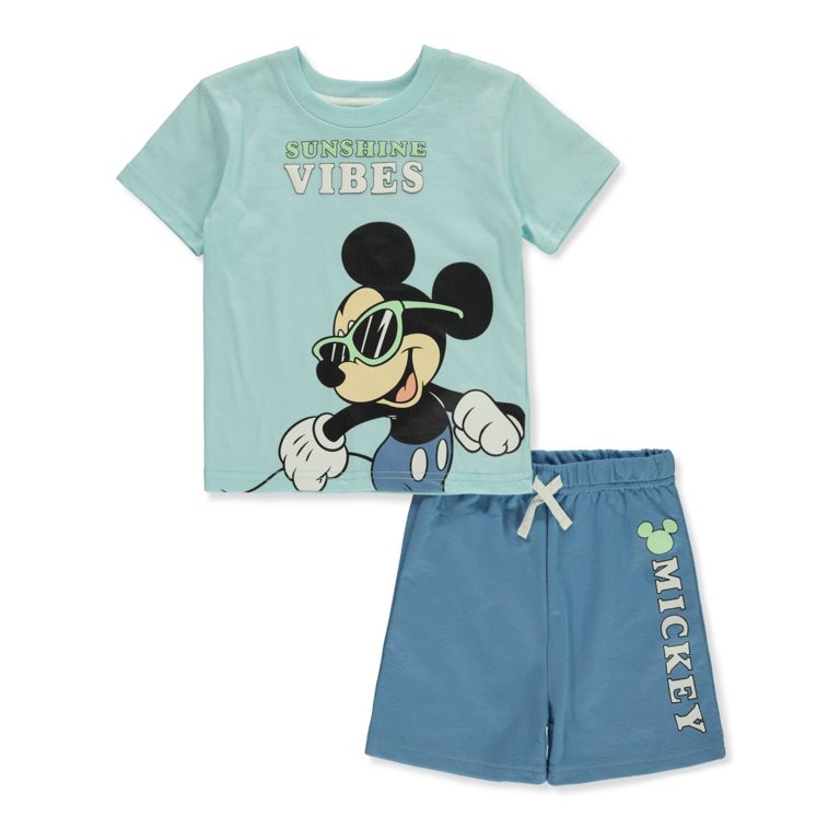 Disney Mickey Mouse Boys' 2-Piece Vibes Shorts Set outfit - aqua/multi, 2t (Toddler) | Walmart (US)