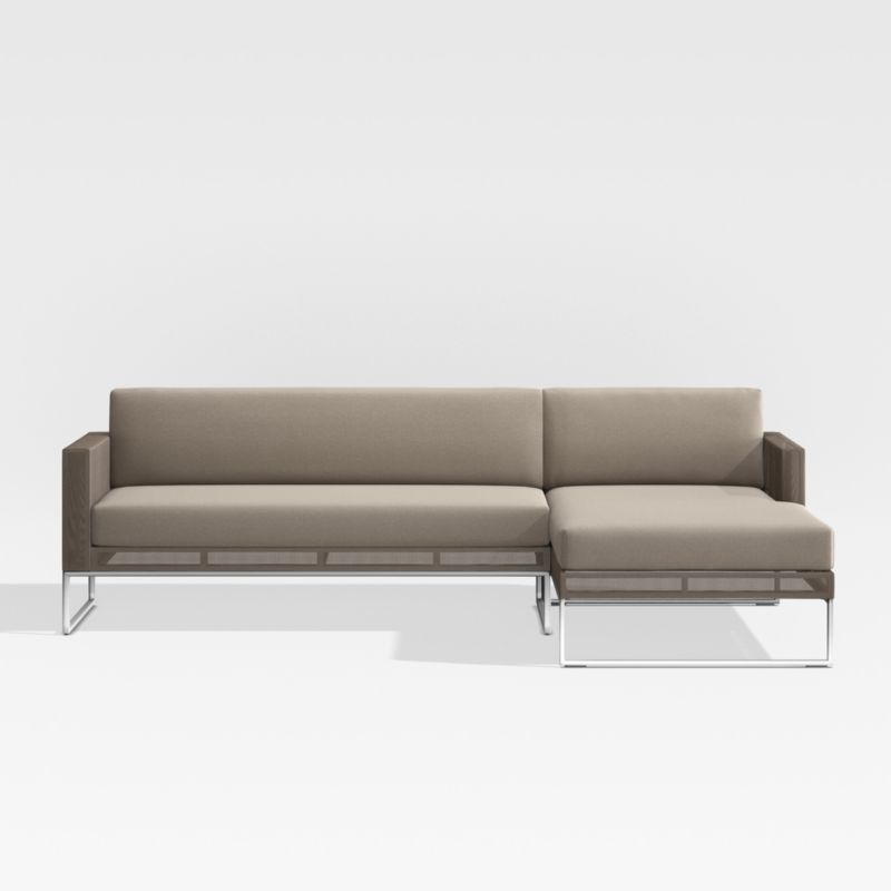 Dune 2-Piece Taupe Right-Arm Chaise Outdoor Patio Sectional Sofa with Sunbrella Cushions + Review... | Crate & Barrel