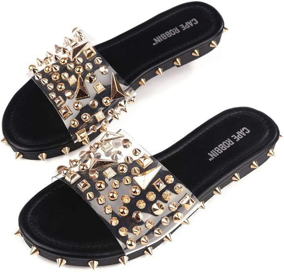 Cape Robbin Pierce The Ultimate Edgy Slides Flat Sandal Gold Studded Mule | Amazon (US)