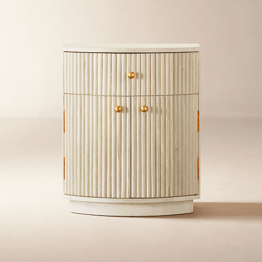 Cameo Curved Whitewashed Wood Nightstand with Drawer + Reviews | CB2 | CB2