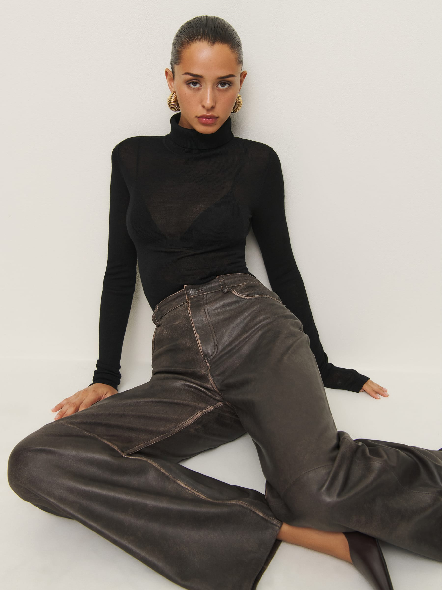 Ayla Regenerative Merino Sheer Turtleneck | Reformation (Global)