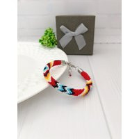 Red Beaded Native Style Bracelet Colorful Boho Ethnic American Crochet Multicolor Unisex | Etsy (US)