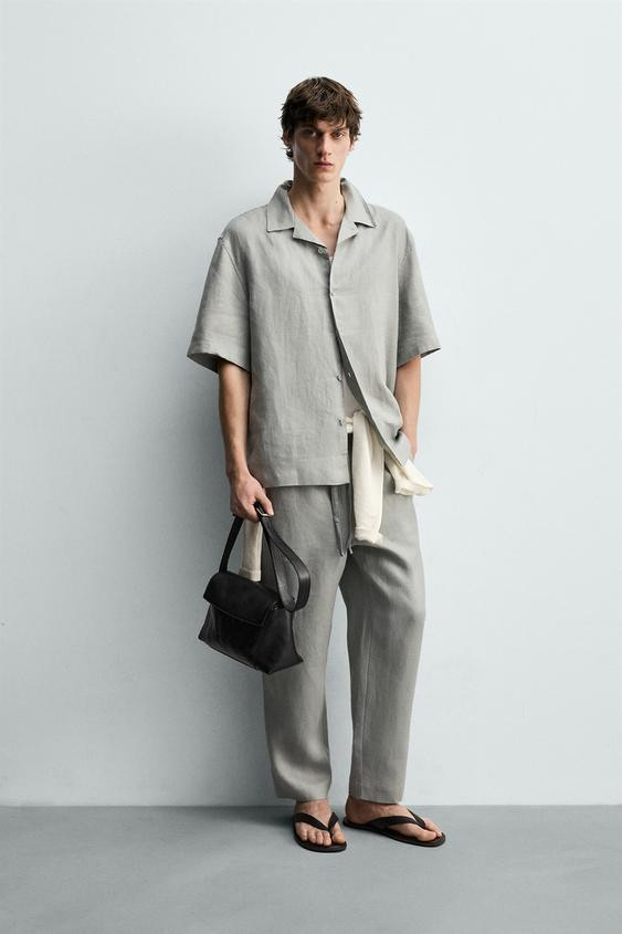 Zara - 100% Linen Relaxed Fit Shirt In Black - S - Man | Zara UK