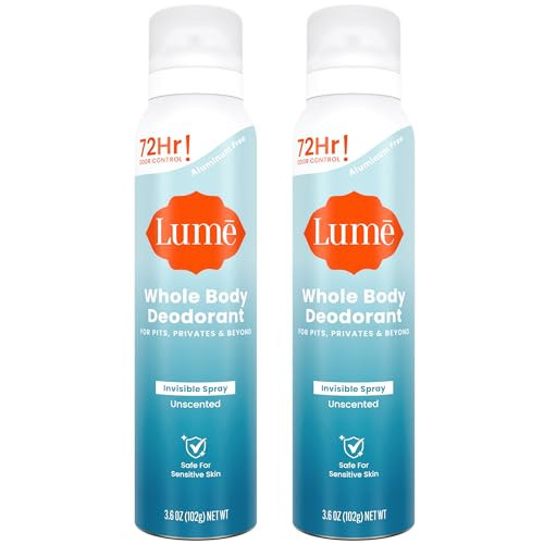 Lume Invisible Spray Deodorant For Women - Whole Body Deodorant Spray - 72 Hr Odor Control - Ozone Friendly, Natural Propellant - Aluminum & Baking Soda Free, Skin Loving - 3.6 ounce (Unscented) | Amazon (US)