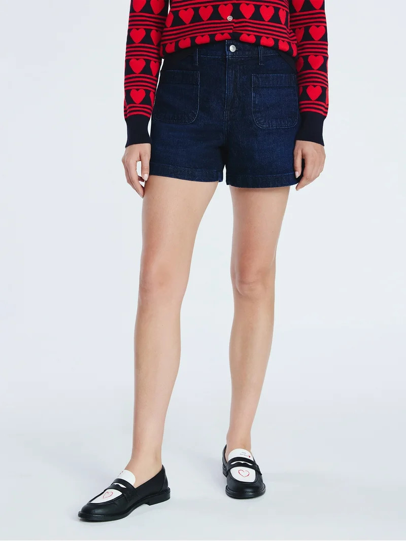 Free Assembly Women's and Women's Plus Patch Pocket Denim Shorts, 4" Inseam, Sizes 0-28W | Walmart (US)