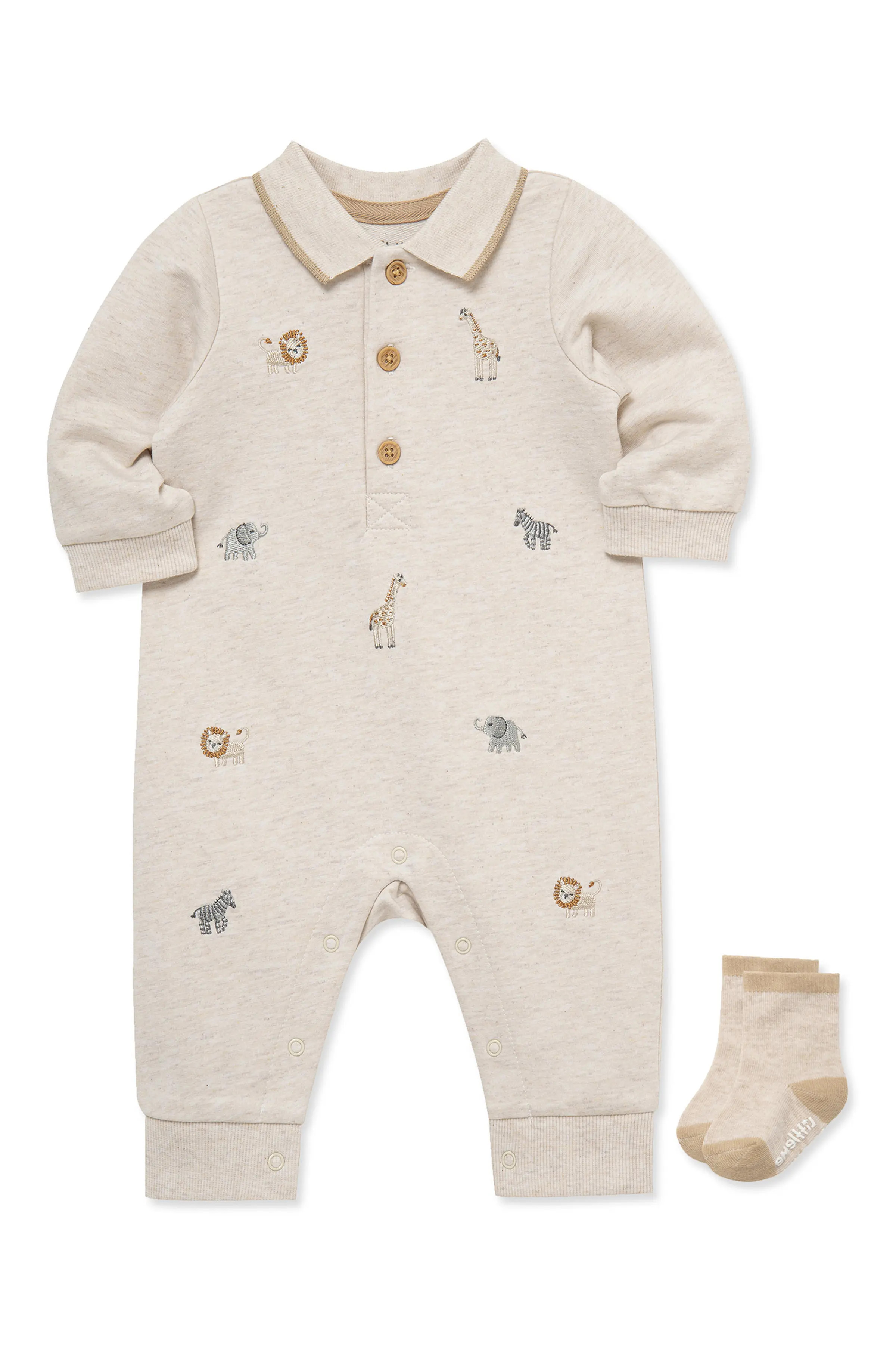 Little Me Safari Polo Romper & Socks Set (Men) | Nordstrom | Nordstrom