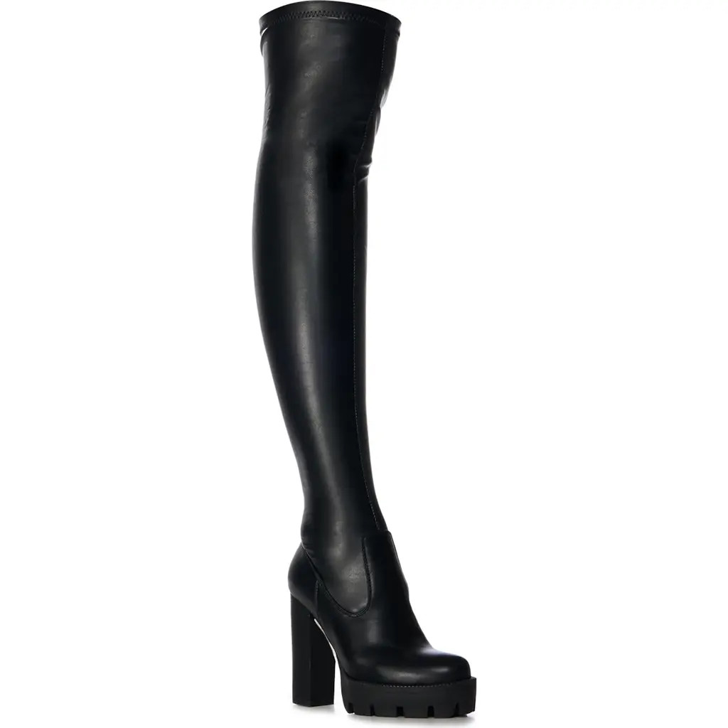 AZALEA WANG Ashland Over the Knee Platform Boot in Black at Nordstrom, Size 6 | Nordstrom