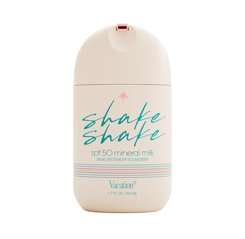 Vacation Shake Shake SPF 50 Mineral Milk Face Sunscreen, Non-Comedogenic, Streak-Free, Water-Resistant Broad Spectrum Sun Block, Non-Nano Zinc Formula, Vegan, Moisturizer with SPF, 1.7 Fl. Oz. | Amazon (US)