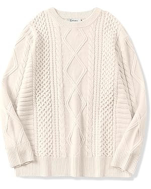ANRABESS Sweaters Crewneck Cable Knit Pullover | Amazon (US)