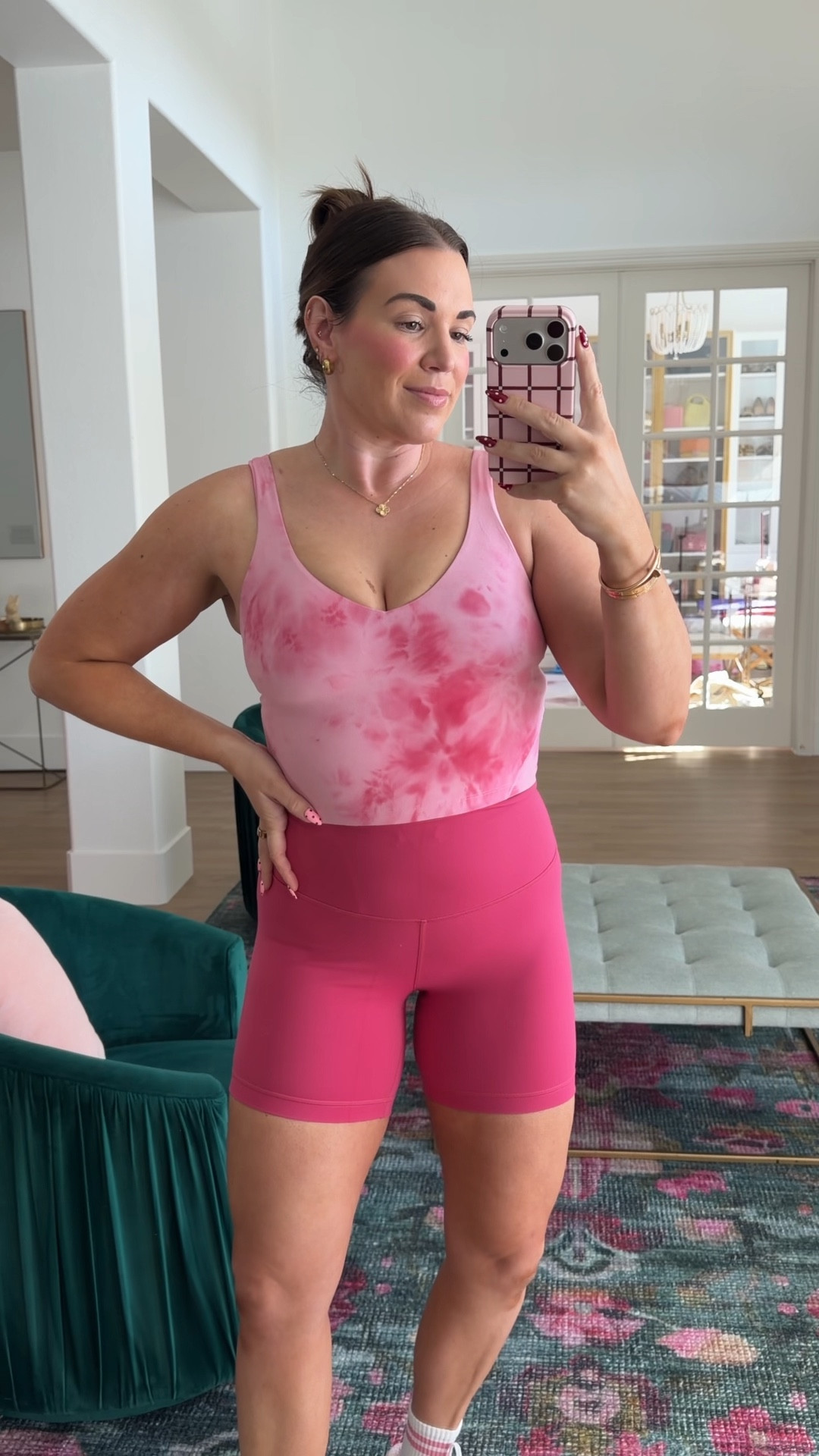 curvy midsize pink smoothie workout look! wearing size 10 in tank and shorts (shorts color is old) 

#LTKMidsize #LTKActive #LTKSeasonal