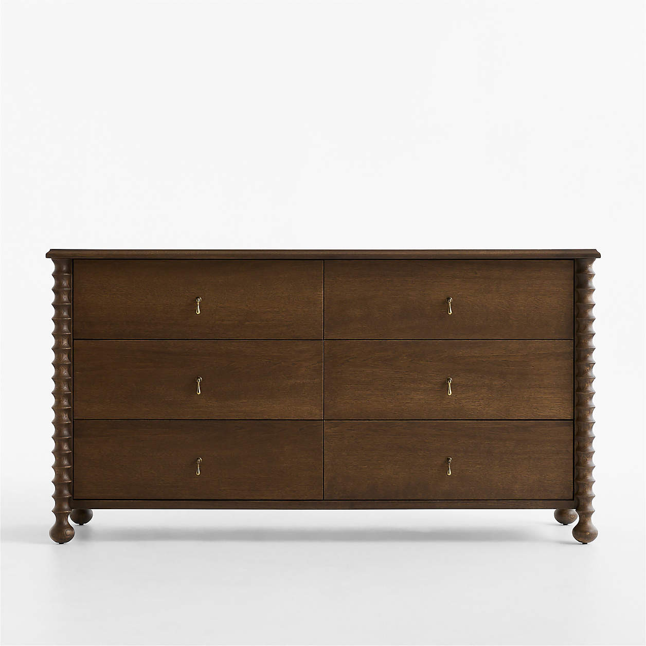 Pembroke 64" Deep Brown Oak Wood 6-Drawer Dresser | Crate & Barrel | Crate & Barrel