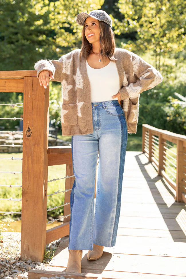 More Than Wishes Brown Star Cardigan Emily Fauver X Pink Lily | Pink Lily