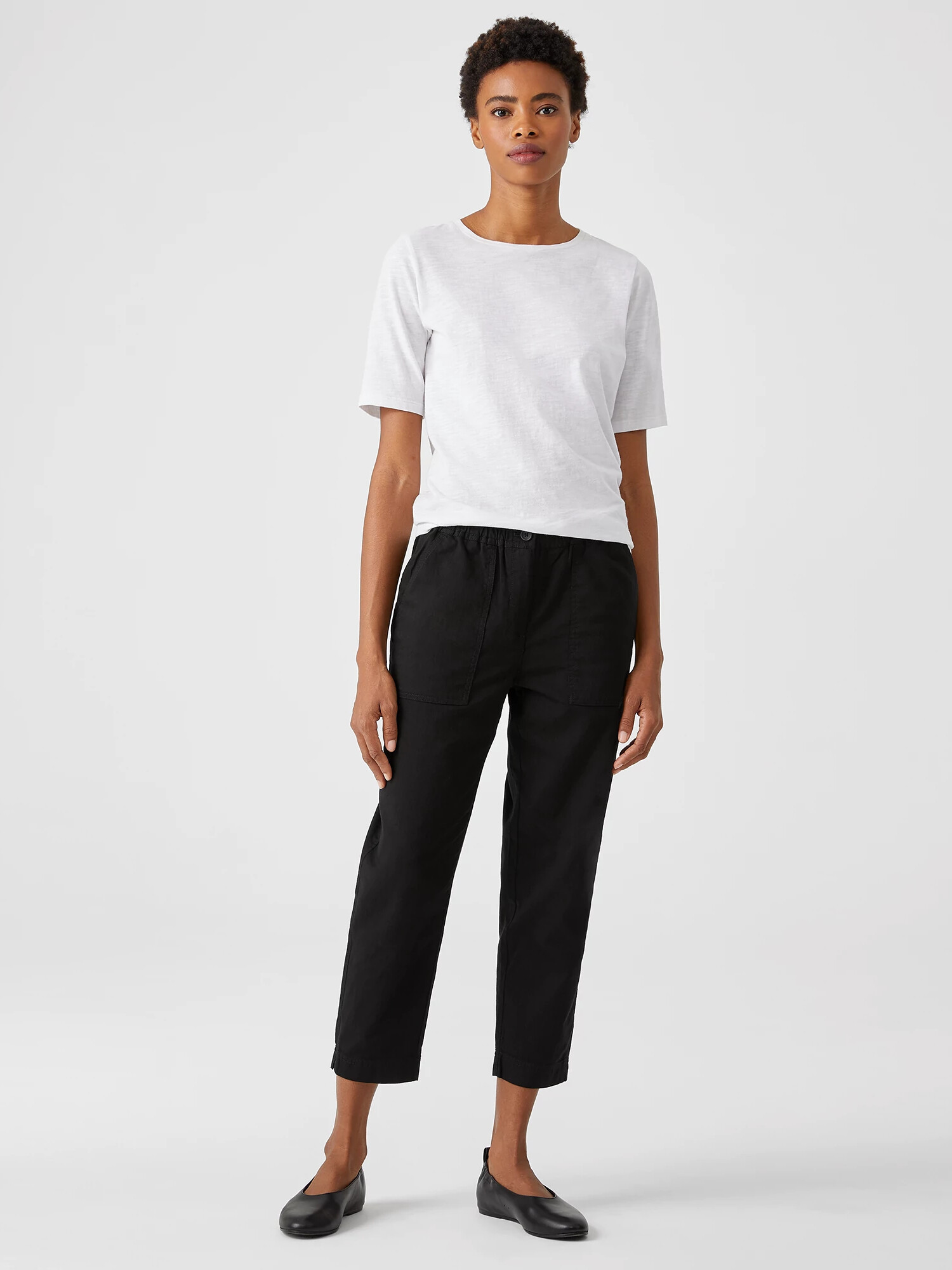 Organic Cotton Twill Tapered Cropped Pant | Eileen Fisher