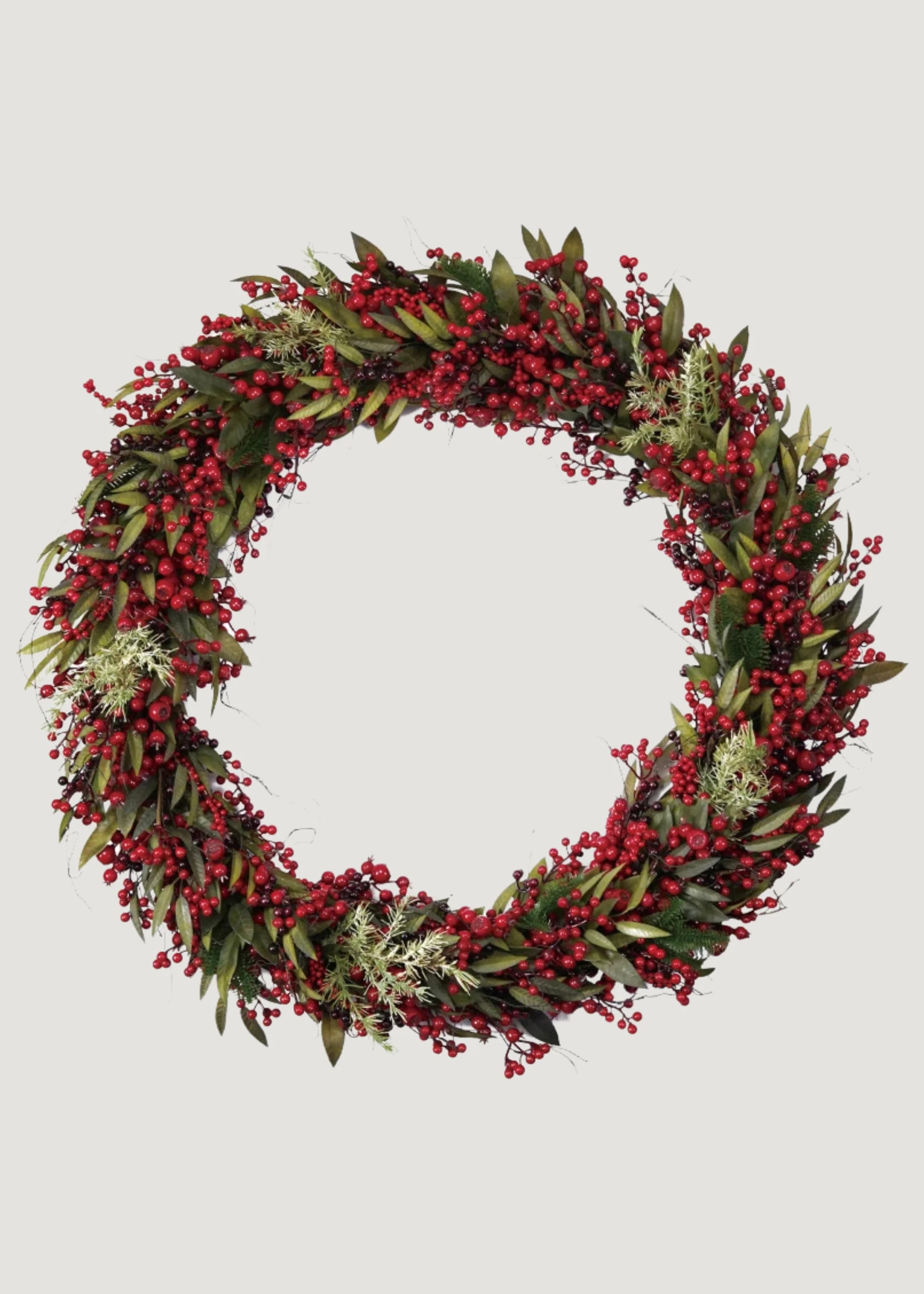 Large Spruce Wreath with Red Berries | Fake Holiday Wreaths | Afloral | Afloral