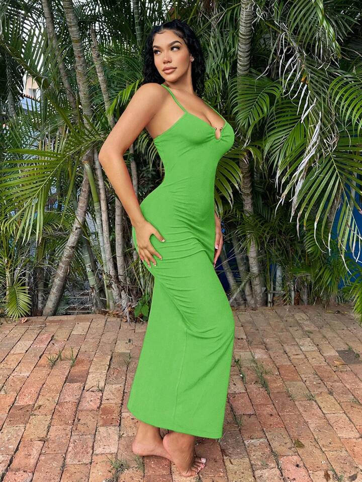 SHEIN SXY Women's High Side Slit Spaghetti Strap Dress Sexy Dress  Beach Women Dresses Beach V... | SHEIN