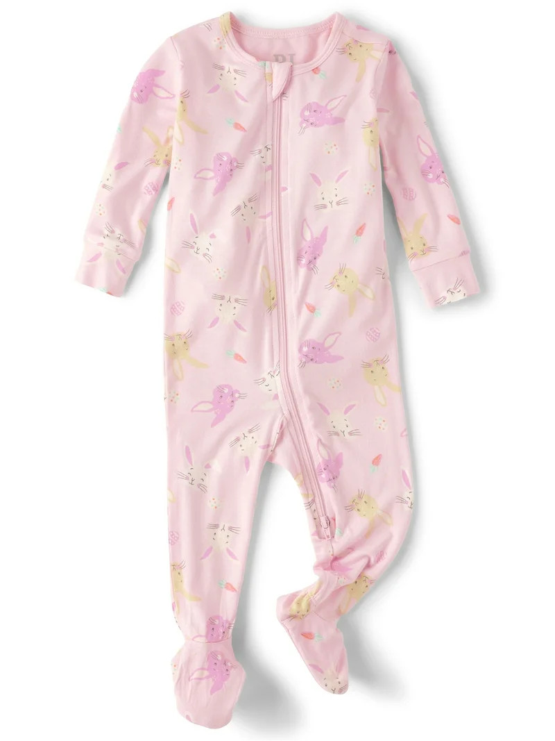 The Children's Place Baby & Toddler Girls Long Sleeve Easter Footed Onesie, Sizes NB-5T | Walmart (US)