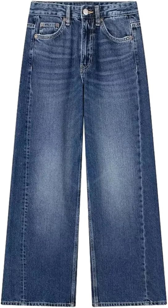 Trousers for Women Worn in All Seasons Denim 4 Colors Pants Woman Wild Basic High Street Female Wide Leg Jeans | Amazon (US)